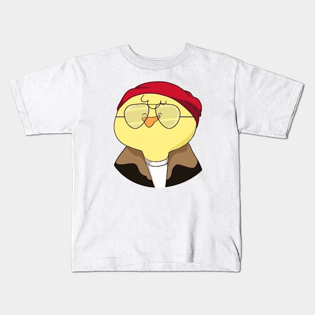 Cool Hipster Chicken Kids T-Shirt by Mejanzen